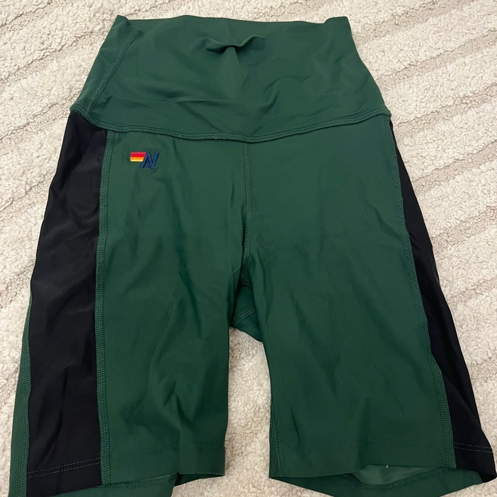 Aviator Nation Green and Black Bike Shorts